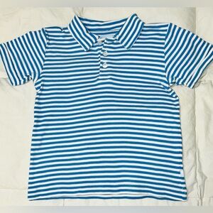 Bella Bliss blue striped Peruvian cotton polo shirt sz 4 EUC smoke free home